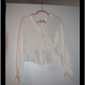 Zara Women's Cream Button-Up Blouse